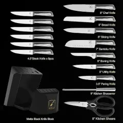 imarku Knife Sets for Kitchen 16 PCS High Carbon Stainless Steel Kitchen Knife Set with Sharpener, Razor-Sharp Kitchen Knives, Dishwasher Safe