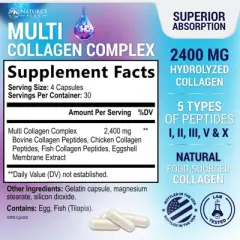 Collagen Peptides for Women & Men - Hydrolyzed Supplement for Skin Bone Support - 60 Capsules;120 Capsules