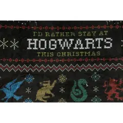 Harry Potter I'd Rather Stay At Hogwarts Holiday Plush Throw Blanket 46' x 60'