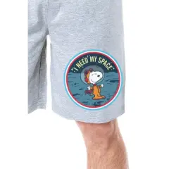 Peanuts Mens' Snoopy I Need My Space Character Sleep Pajama Shorts Grey