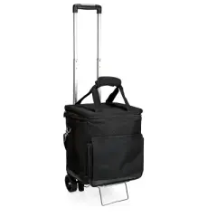 Legacy Cellar 6-Bottle Wine Carrier and Cooler Tote with Trolley - Black/Gray