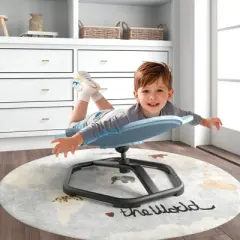 Costway Kids Sensory Swivel Chair with Non-Slip Metal Base for Autistic Kids Indoor Outdoor Blue Elephant