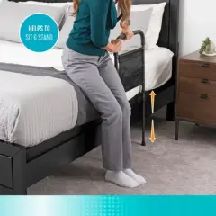 Stander Stable Bed Rail with Support Legs for Seniors, Black