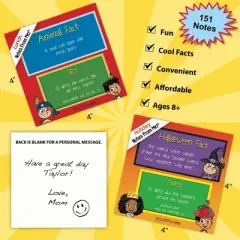 MyWish4U Back to School 2pk Kids' Lunch Box Notes, Animal Facts and Sillies with Halloween Facts and Funnies - 151 notes