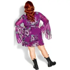 Women's Plus Size Wild Flutter Dress  - Magenta Floral | CITY CHIC