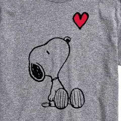 Men's - Peanuts - Snoopy with Red Heart Short Sleeve Graphic T-Shirt