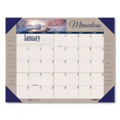 Earthscapes Recycled Monthly Desk Pad Calendar, Motivational Photos, 22 x 17, Blue Binding/Corners, 12-Month (Jan-Dec): 2026