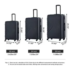 3 Piece Expandable Luggage Set, Hardshell Luggage Sets with Spinner Wheels & TSA Lock, Lightweight Carry on Suitcase