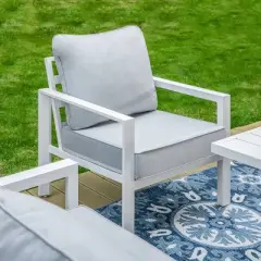 Captiva Designs 5pc Modern Aluminum Outdoor Patio Conversation Set with Ottomans