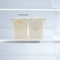 Unique Bargains Durable Rectangle Drain Food Storage Containers 2 Compartment White Transparent 1 Set