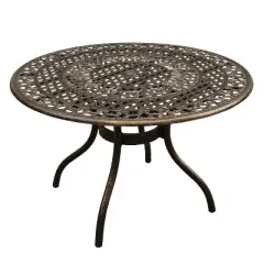 5pc Patio Dining Set with 48" Modern Ornate Outdoor Mesh Aluminum Round Table - Bronze - Oakland Living: Cast Aluminum, Weather-Resistant