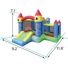 Pogo Bounce House Backyard Kids Deluxe 3 in 1 Castle Inflatable Bounce House with Slide