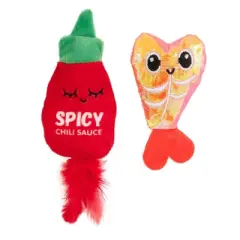 Quirky Kitty Purracha Hot Sauce and Shrimp Cat Plush Toy