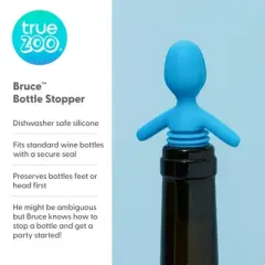 TrueZoo Bruce Bottle Stopper - Novelty Wine Corks - Wine Preserver Barware Accessories Silicone Wine Stopper Set of 1