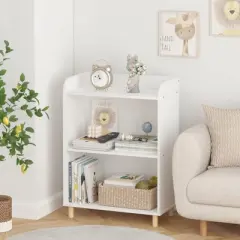 AZL1 Life Concept Decorative Bookshelf Three Tier Kids Bookcase Children Book Display Toy Storage Organizer for BedRoom, White, 22.05"*11.81"*30.71"