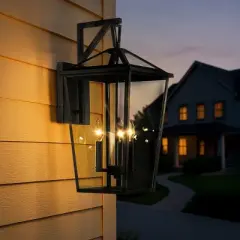 ALOADECOR Classic Outdoor Wall Lantern Matte Black Wall Sconce with Clear Tempered Glass Open Bottom Wall Mount Light Fixture for Entryway