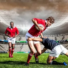 Franklin Sports 5000 Rugby Ball - Navy/Red