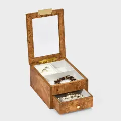 Small Burlwood Veneer Jewelry Organizer Box - A New Day&trade; Brown