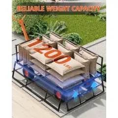 Heavy Duty Steel Garden Cart, 500 LBS Capacity 3 in 1 Pullable Garden Wagon with 10" Wheels, for Gardening Soil, Tools, and Plant Transport