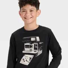 Boys' Long Sleeve Polaroid Camera Graphic T-Shirt - Cat & Jack&trade; Black