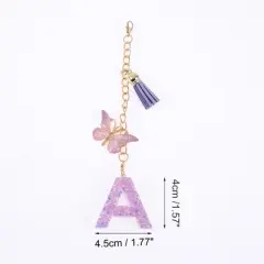 Unique Bargains Star Sequin Letter A Butterfly Tassel Water Cup Pendant Purple 1 Pc