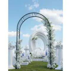 8FT Garden Arch Arbors, Reinforced Wedding Arbor with Ground Anchors, Rustproof Outdoor Trellis for Climbing Roses