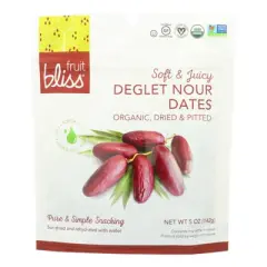 Fruit Bliss Organic Dried Deglet Nour Dates Snacks - Case of 6/5 oz