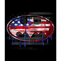 Batman American Flag Bat Signal Black Graphic Tee Toddler Boy to Youth Boy
