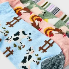 Women's Farm Animals 6pk Low Cut Socks - Assorted Colors 4-10: Recycled Polyester, Lightweight, Machine Washable