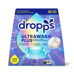 Dropps Dish UltraWash Plus Biobased Detergent Pods - Lemon Citrus - 40ct