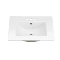 Bathroom Ceramic Vanity Top with Three Holes in White