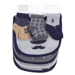Hudson Baby Infant Cotton Bib and Sock Set 8pk, Little Man, One Size