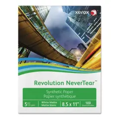xerox Revolution NeverTear Letter Size Smooth White 100 Sheets/Ream 5 Reams/Carton
