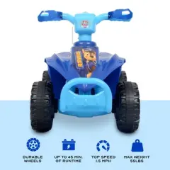 Paw Patrol Chase 6V Quad for Kids - Powerful and Safe Ride-On Toy with Rechargeable Battery Forward and Reverse Driving Ages 2-3