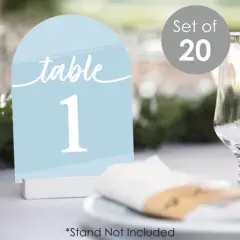 Big Dot of Happiness Dusty Blue Elegantly Simple - Wedding Receptions, Parties or Events Double-Sided 5 x 7 inches Cards - Table Numbers - 1-20