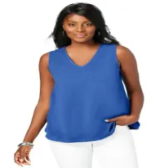 Jessica London Women&rsquo;s Plus Size Stretch Cotton V-Neck Tank