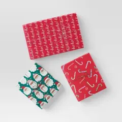 30" 3pk 180 sq ft Christmas Wrap Pack Candy Canes/Santa/Ho Ho Ho - Wondershop&trade;