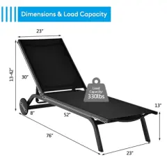 Tangkula Outdoor Aluminum Chaise Lounge Recliner Chair with Adjustable Backrest