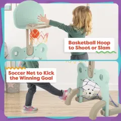 Hey Play Kid Basketball Hoop and Soccer Goal, Blue