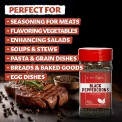 Eastanbul Black Peppercorns Whole, Whole Peppercorns for Grinder Refill, 6oz