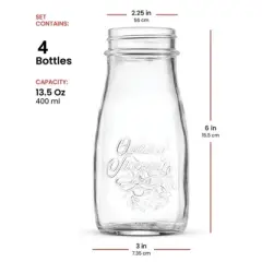 Bormioli Rocco Quattro Stagioni Bottles &ndash; 6.75 Oz. Glass Jars with Twist Top Lids, Embossed Beehive Design  &ndash; Made in Italy (Set of 4)
