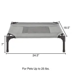 Elevated Dog Bed - 24.5x18.5-Inch Portable Pet Bed with Non-Slip Feet - Indoor/Outdoor Dog Cot or Puppy Bed for Pets up to 25lbs by PETMAKER (Gray)