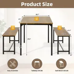 EROMMY Dining Set for 4-6, Extra-Long Table with 2 Benches