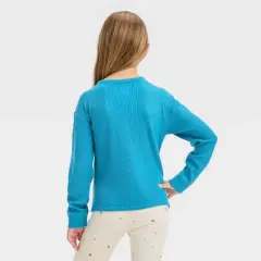 Girls' Long Sleeve Waffle Henley Shirt - Cat & Jack&trade;