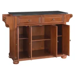 Alexandria Black Granite Top Kitchen Island - Wood & Cherry - Crosley