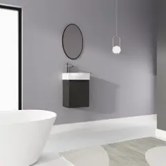 16'' Floating Bathroom Vanity with Sink, Single Sink Bathroom Vanity for Small Space, Wall Mounted Bathroom Vanity Combo Set For Home Bathroom