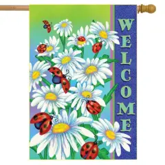Ladybugs Floral Spring House Flag Welcome Daisies 28" x 40" Briarwood Lane