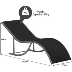 S-shaped Aluminum Recliner Set (2 pieces), 400 Pounds Load-bearing, Textilene Fabric, Waterproof and Breathable, for Outdoor Leisure,Gray