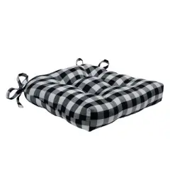 Kate Aurora Set of 2 Country Farmhouse Plaid Stain/Water Resistant Chair Cushions