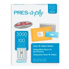 Pres-a-ply Laser/Inkjet Labels, 1 x 2-5/8 Inches, Pack of 3000